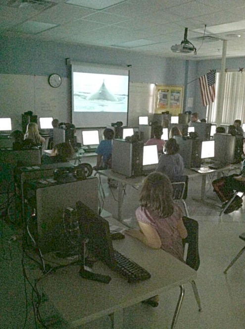 3rd grade students watching 'A Whale's Tale' at Leesburg Elementry School, Florida